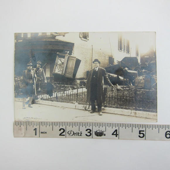 Real Photo Postcard RPPC 1913 Dayton Ohio Flood Damage City Street & Buildings - Picture 11 of 12